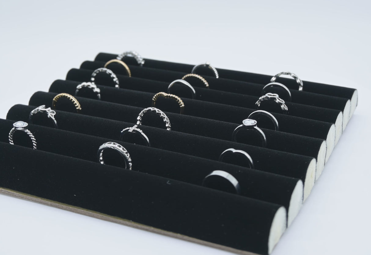 Black Velvet Tufted Half Size Jewelry Ring Insert Tray Liner
