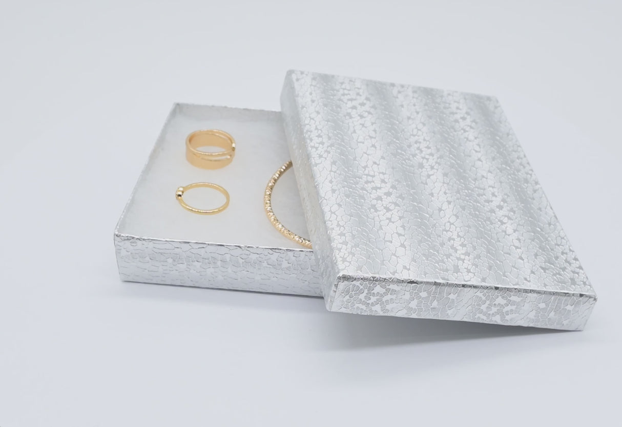 Silver Foil Cotton Filled Jewelry Gift Boxes #75