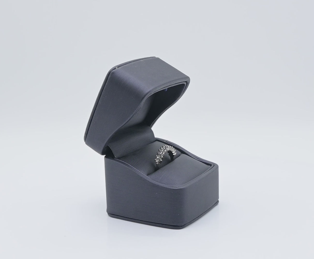 Premium Navy Blue Leatherette Ring Box - Pack of 12