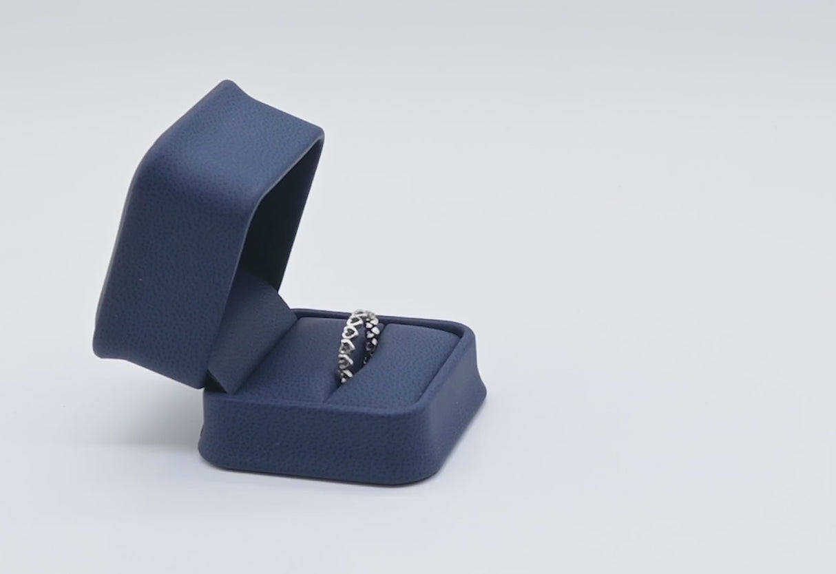 Navy Blue Leatherette Single Ring Jewelry Packaging Box