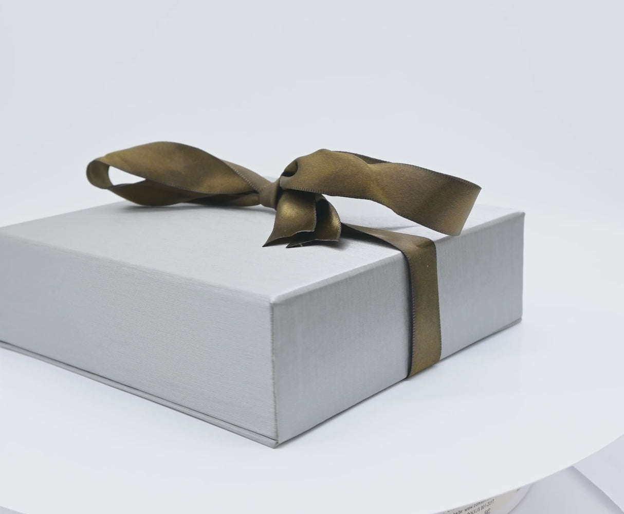 Steel Grey Leatherette Necklace Boxes with Brown Bow Ribbon - Pack of 6