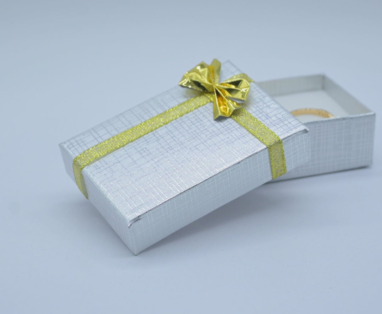 Silver Linen Bow Tie Large Jewelry Earring Gift Packaging Boxes