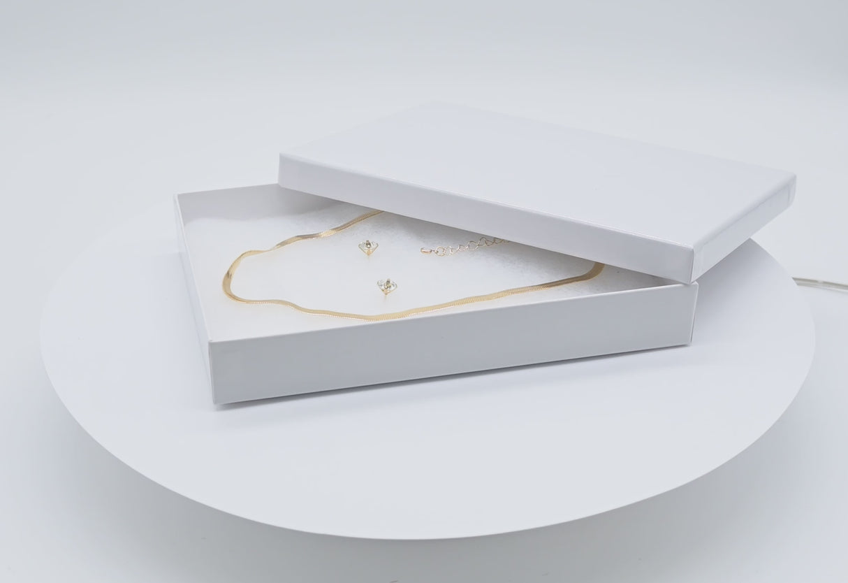 Glossy White Cotton Filled Jewelry Gift Boxes #65