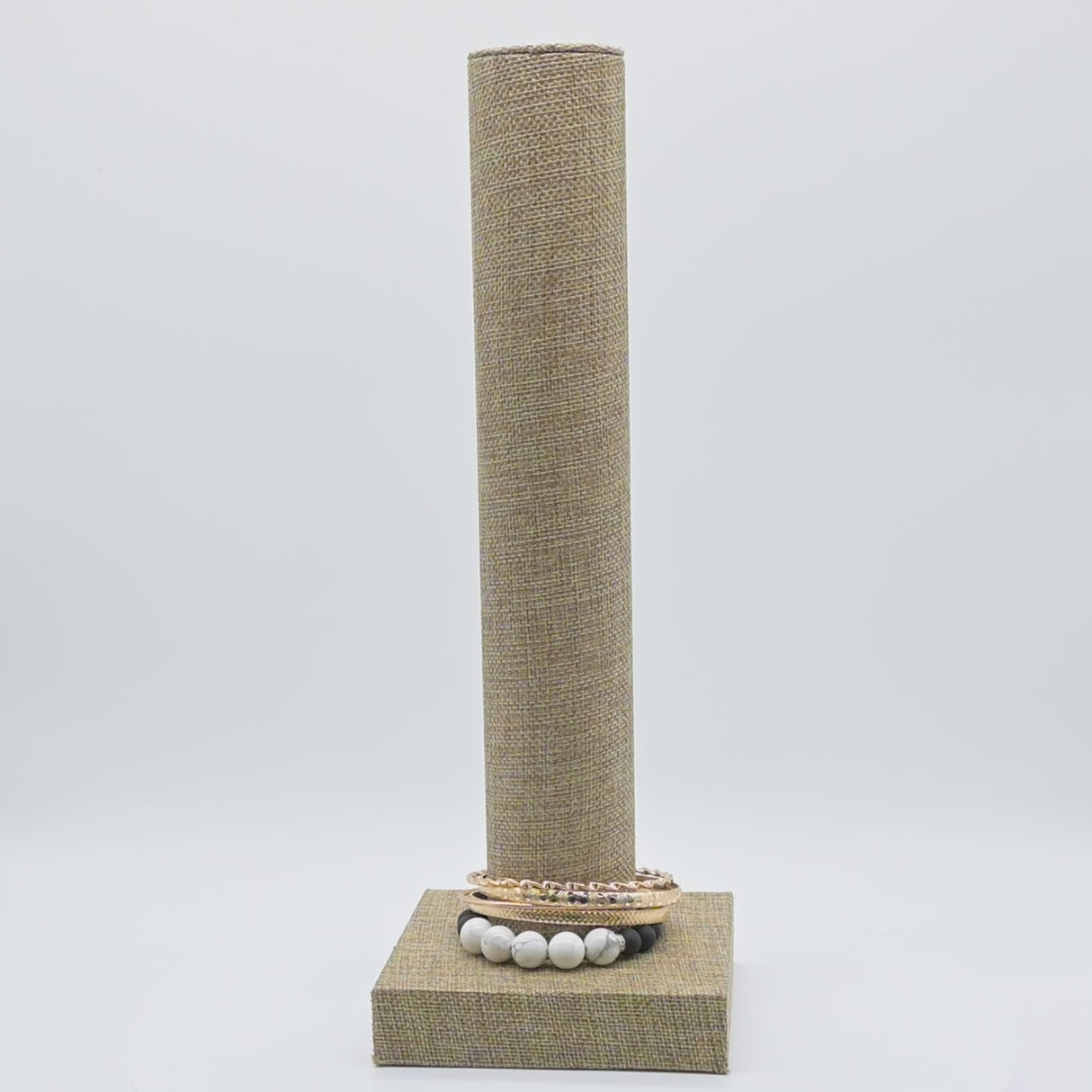 Brown Burlap Bangle Bar Display Stand - 13" Tall x 2" Diameter