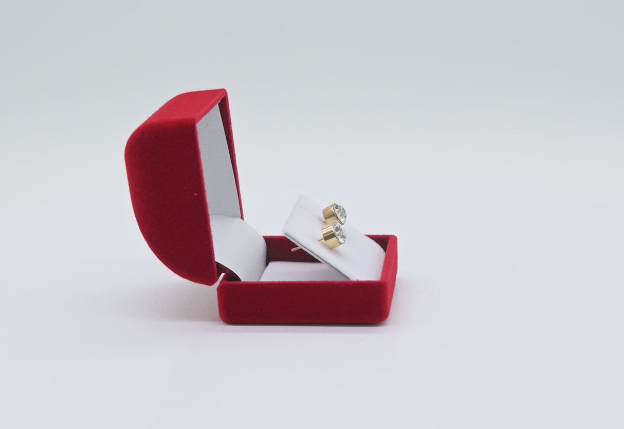 Red Flocked Velour Jewelry Earring Gift Boxes