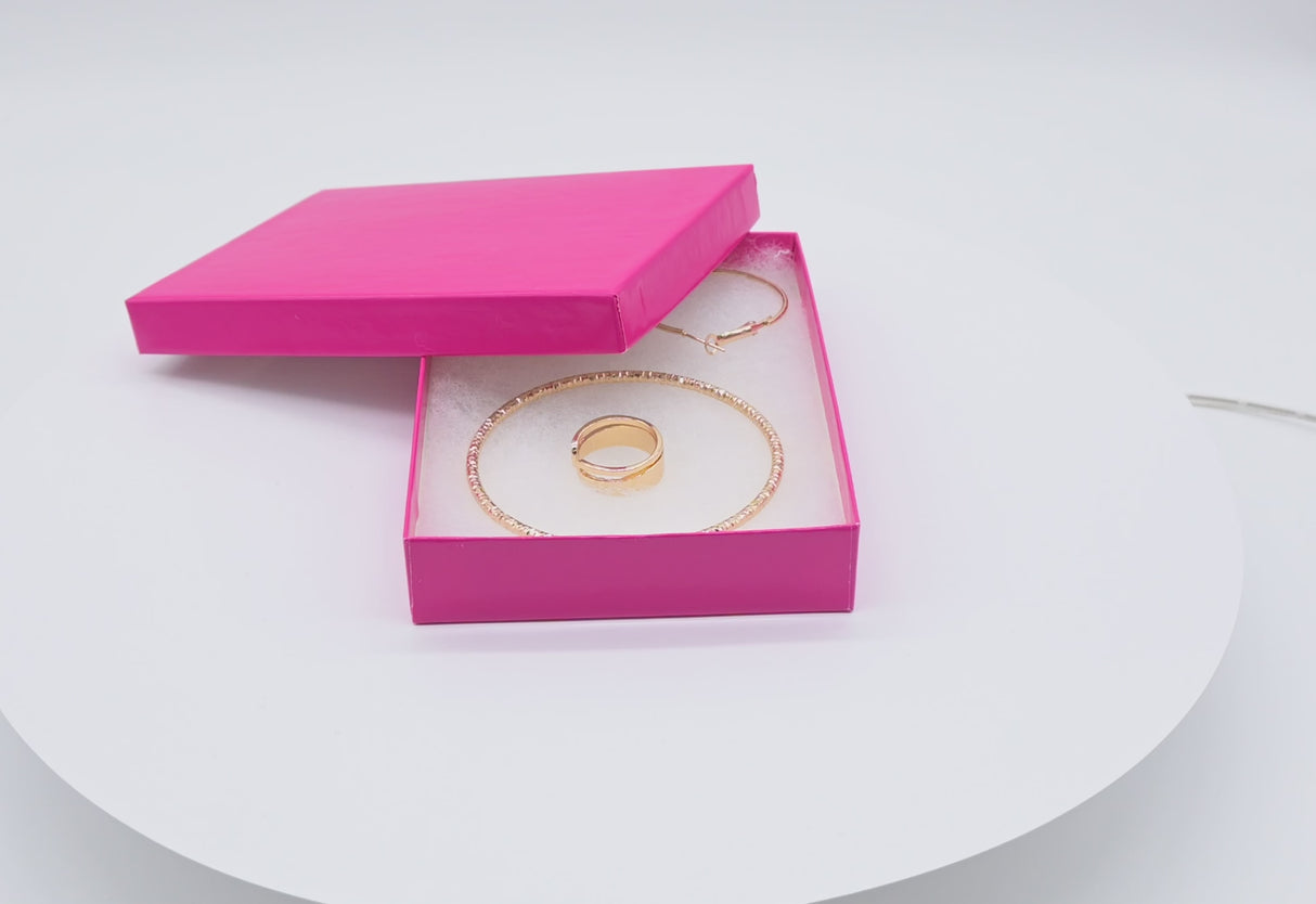 Hot Pink Cotton Filled Jewelry Gift Boxes #53