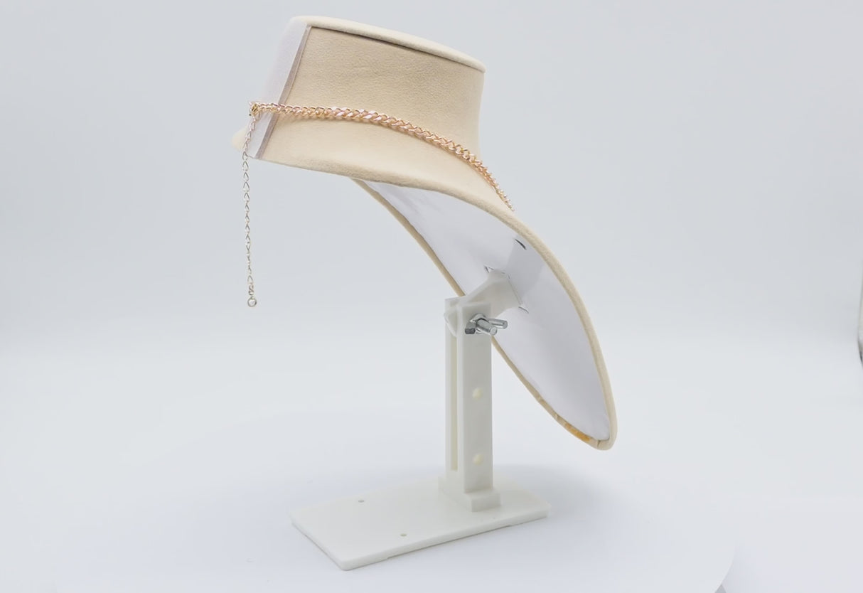 Adjustable Beige Faux Suede Necklace Bust - 9.5" Tall