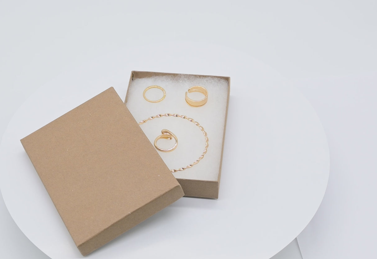 Brown Kraft Paper Cotton Filled Jewelry Necklace Gift Boxes #75