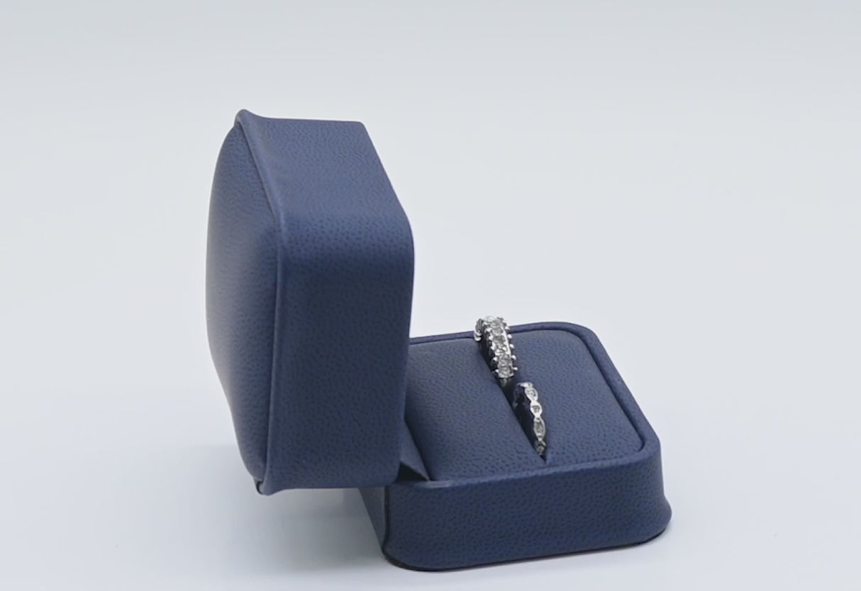 Navy Blue Leatherette Dual Jewelry Ring Gift Boxes