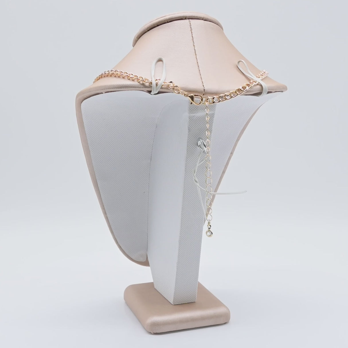 Champagne Pink Leatherette Jewelry Necklace Bust, 7-1/2" Tall