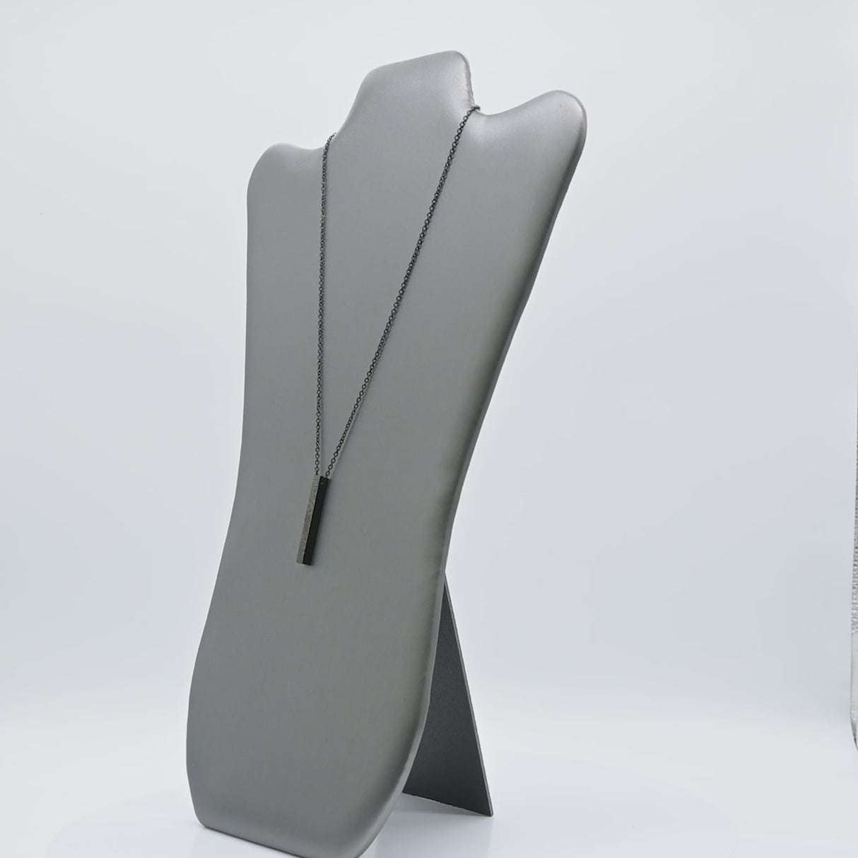 Steel Grey Leatherette Jewelry Necklace Display Easel, 14" Tall