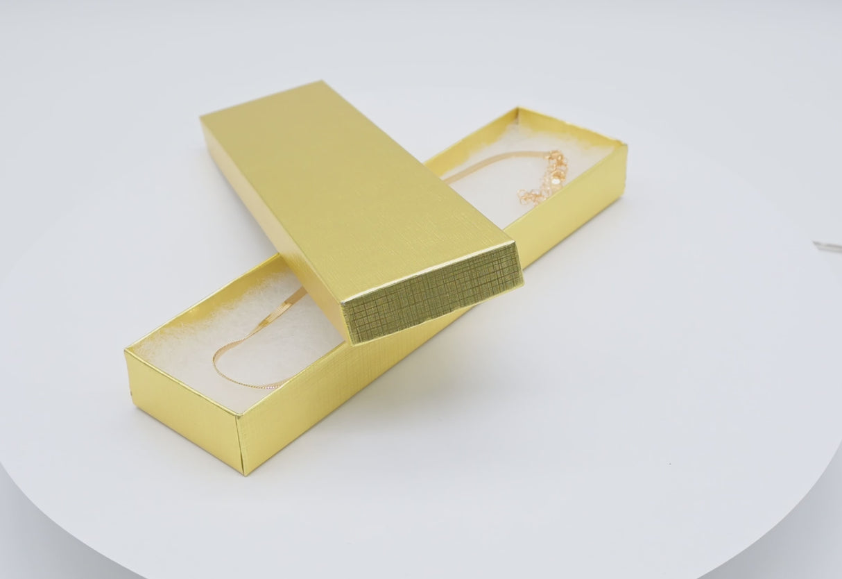 Textured Gold Cotton Filled Jewelry Bracelet Gift Boxes #82