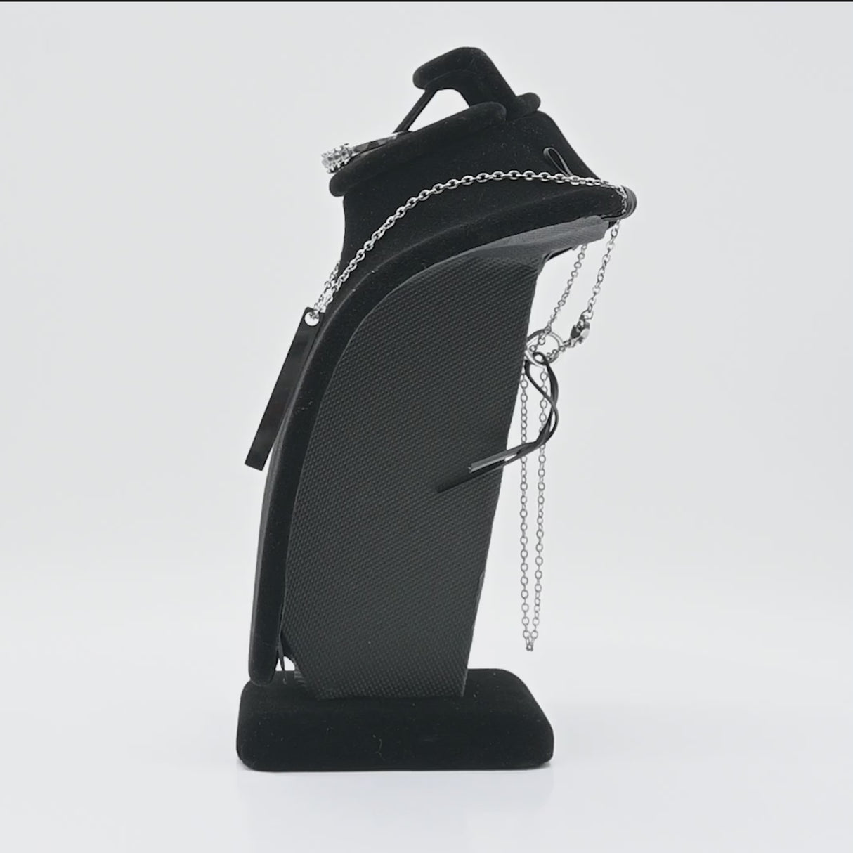 Black Velvet Necklace Bust Display, 11" Tall – Holds Necklace, Ring & Earrings