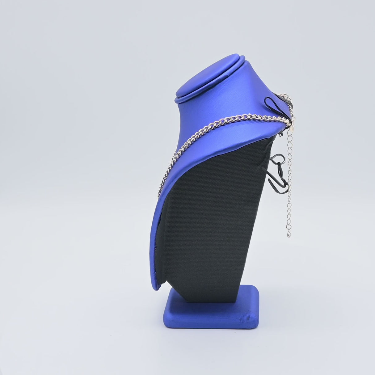 Blue Leatherette Necklace Display Bust - 10" Tall