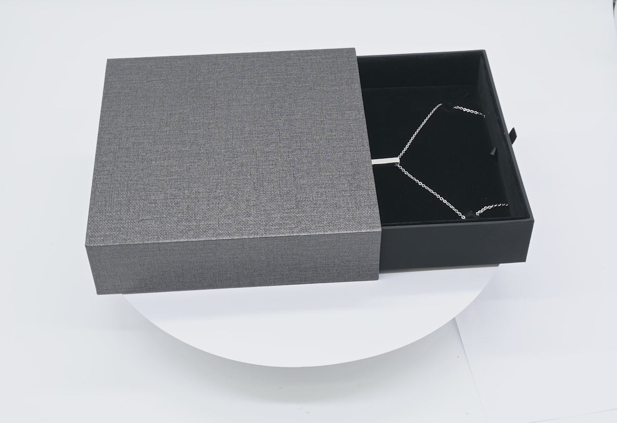 Metallic Grey Slider Large Necklace Box