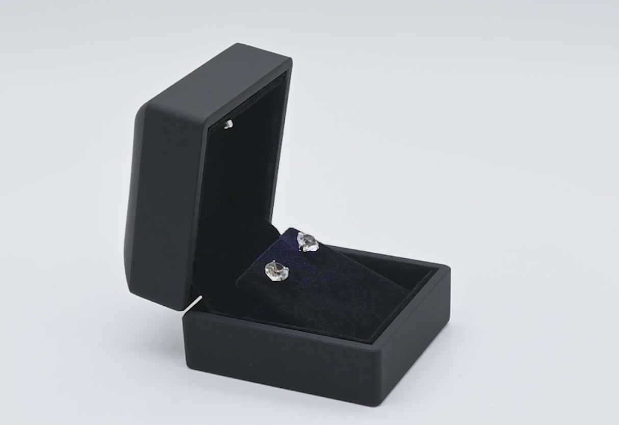 Black LED Earring / Pendant Box - Soft Touch Finish, Velvet Lined