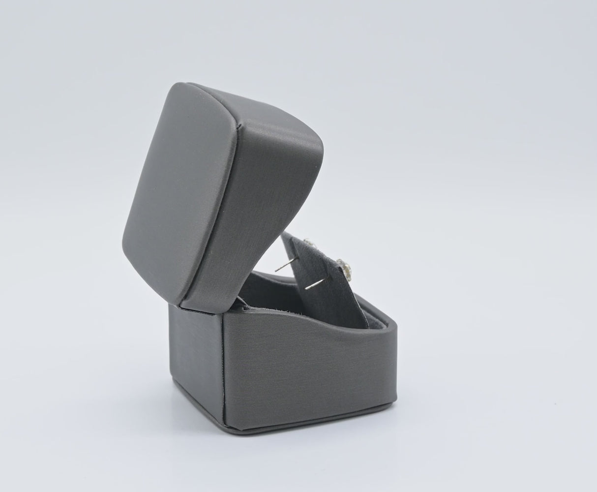 Premium Graphite Grey Leatherette Earring Box - Pack of 12
