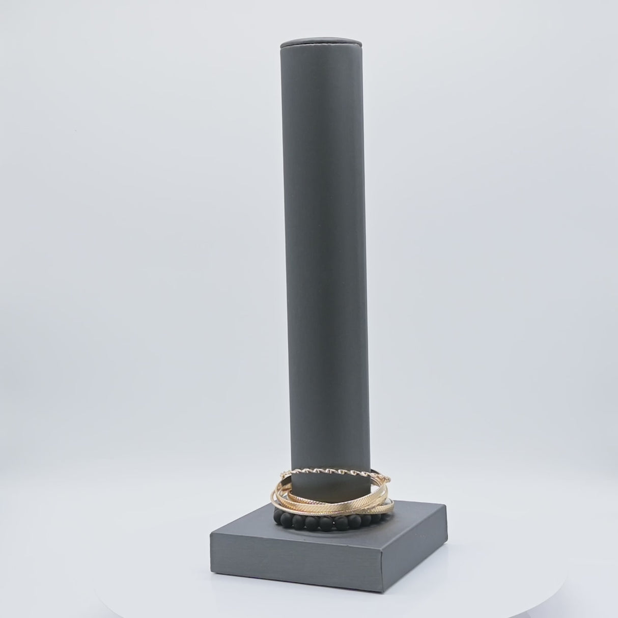 Steel Grey Leatherette Vertical Bangle Bar - 13" Tall
