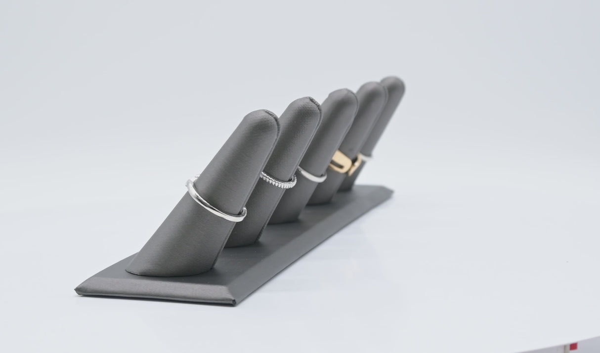 Steel Grey Leatherette 5-Finger Jewelry Ring Display Stand
