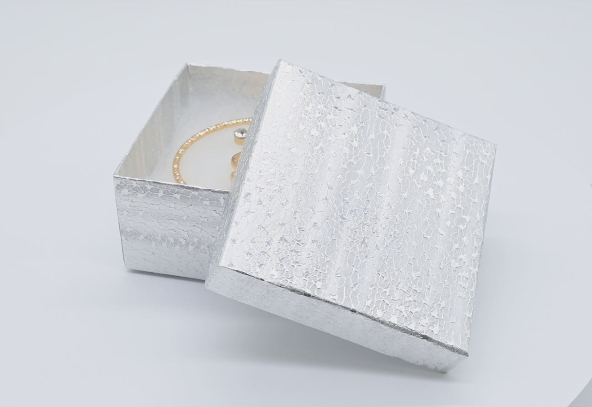 Silver Foil Cotton Filled Jewelry Gift Boxes #34