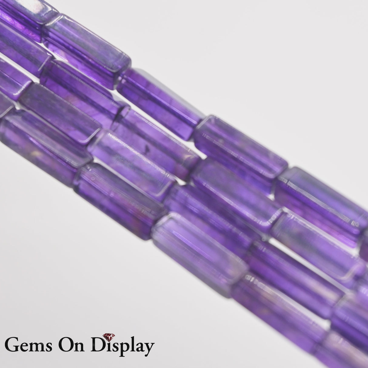 AA Amethyst 6x8mm Rectangular Tube Beads – 15.5"–16" Natural Amethyst