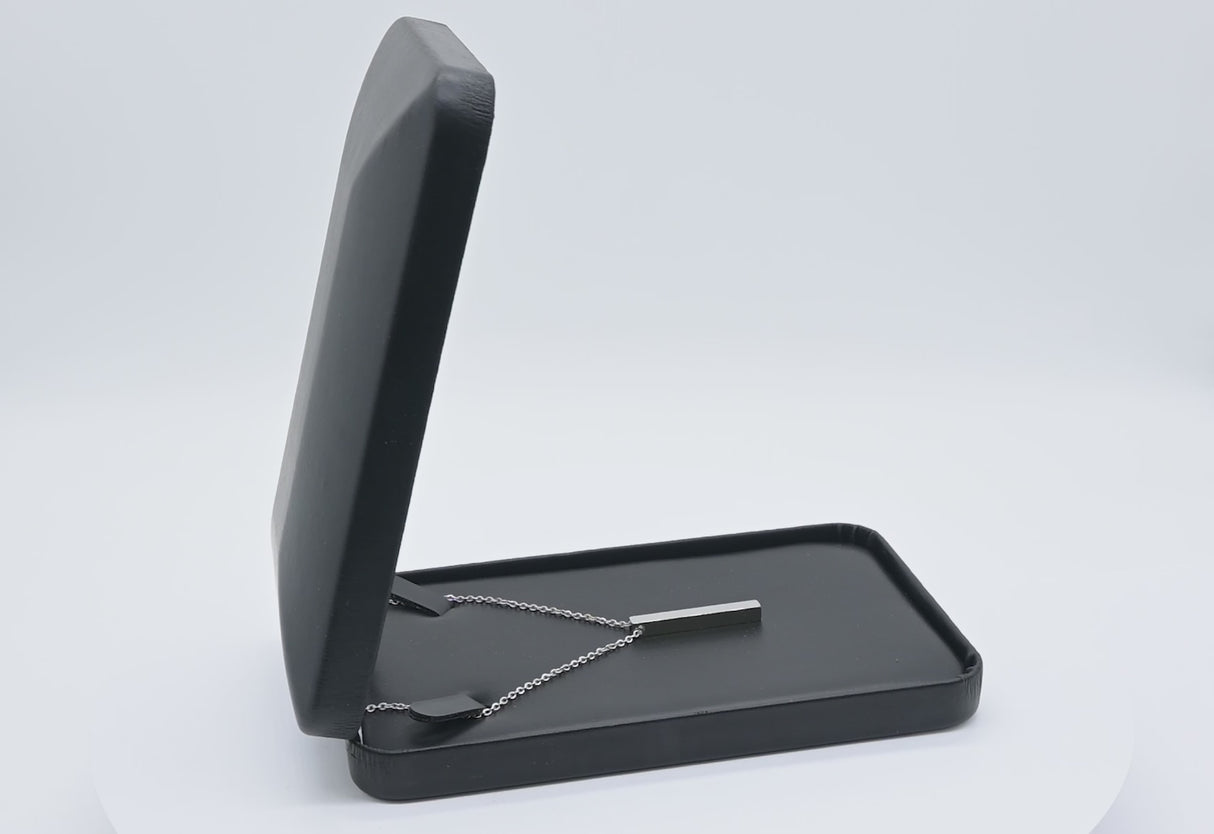 Black Leatherette Jewelry Necklace or Chain Boxes with Metal Frame - Pack of 6