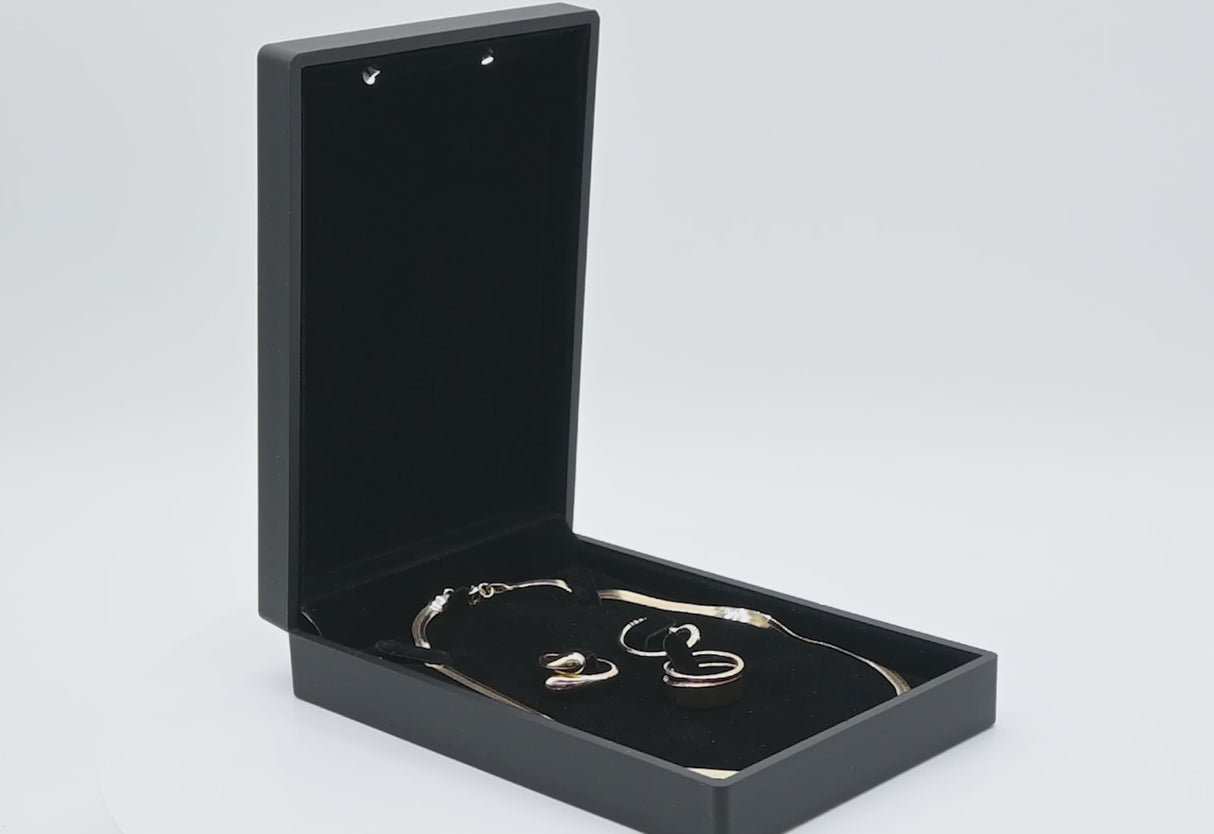 Black LED Jewelry Necklace Earring & Ring Combination Box