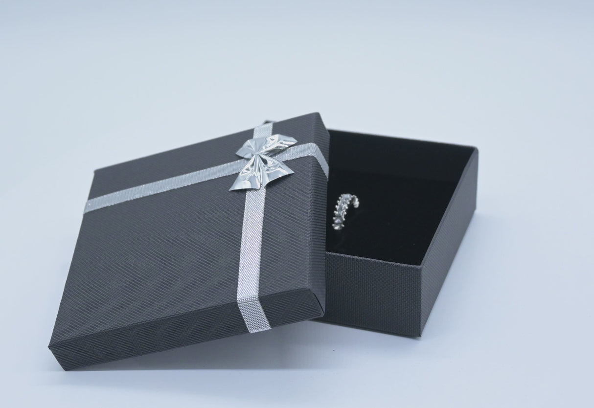 Black Paper Silver Bow-Tie Jewelry Pendant Gift Boxes