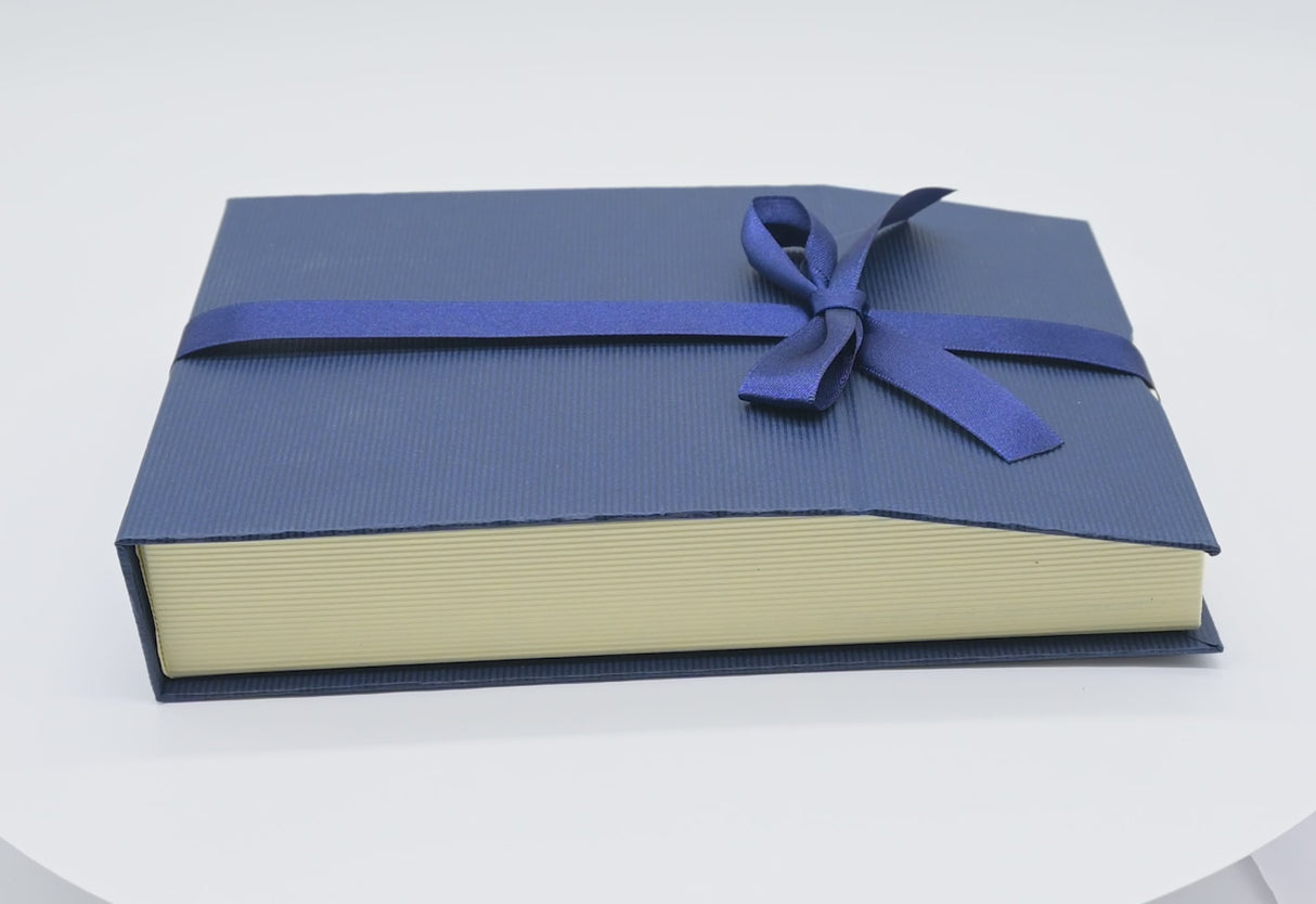 Blue and Cream Magnetic Ribbon Jewelry Necklace Boxes