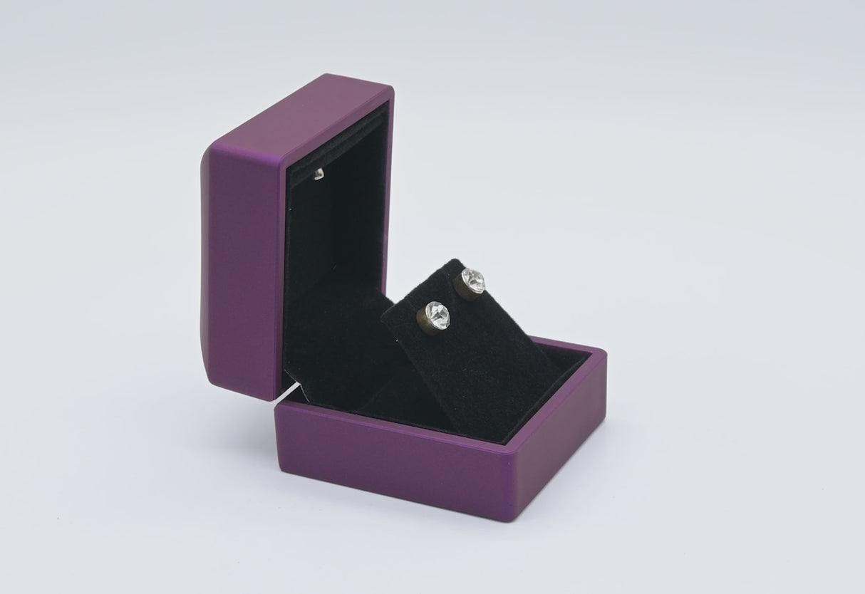 Purple Soft Touch Lighted Earring Box