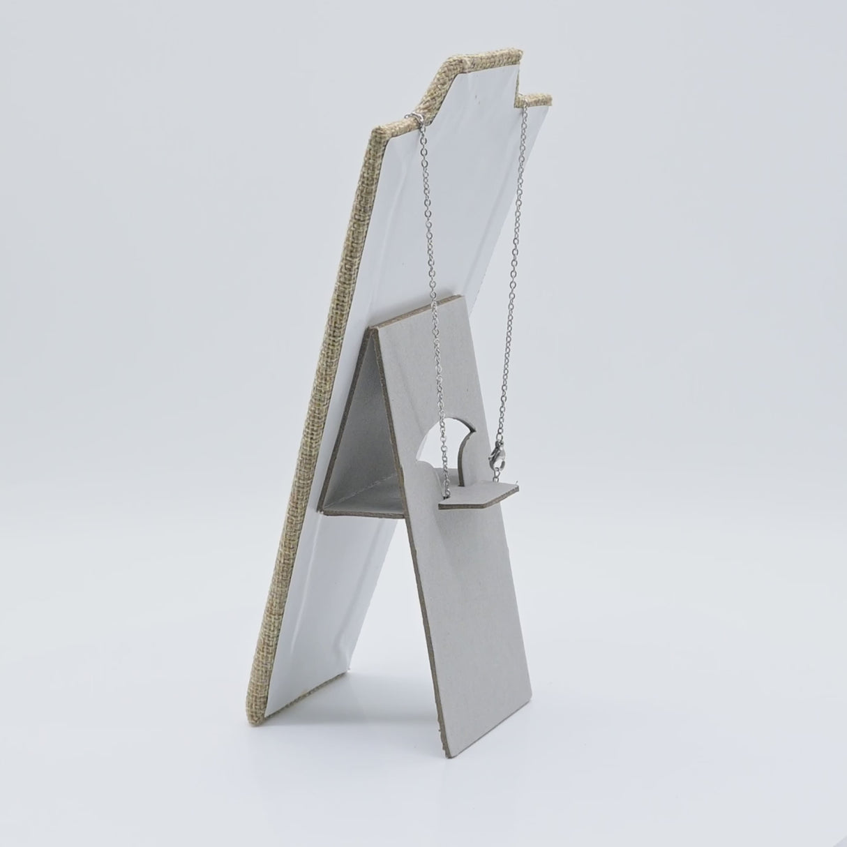 Brown Burlap Jewelry Necklace Easel, 8-7/8" Tall