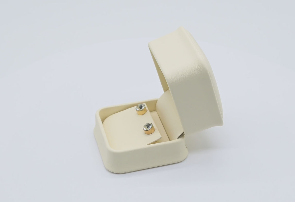 Cream Leatherette Jewelry Earring Packaging Boxes