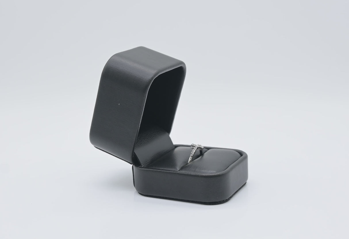 Black Rounded Corner Leatherette Ring Box