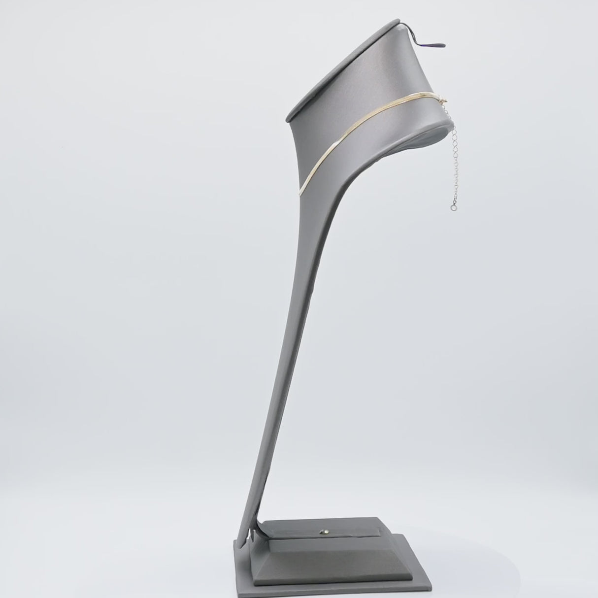 Steel Grey Leatherette Jewelry Necklace Display Bust, 14-1/2" Tall