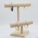 Beige Faux Suede 2-Tier T-Bar Jewelry Display - 9⅜" × 10⅞"