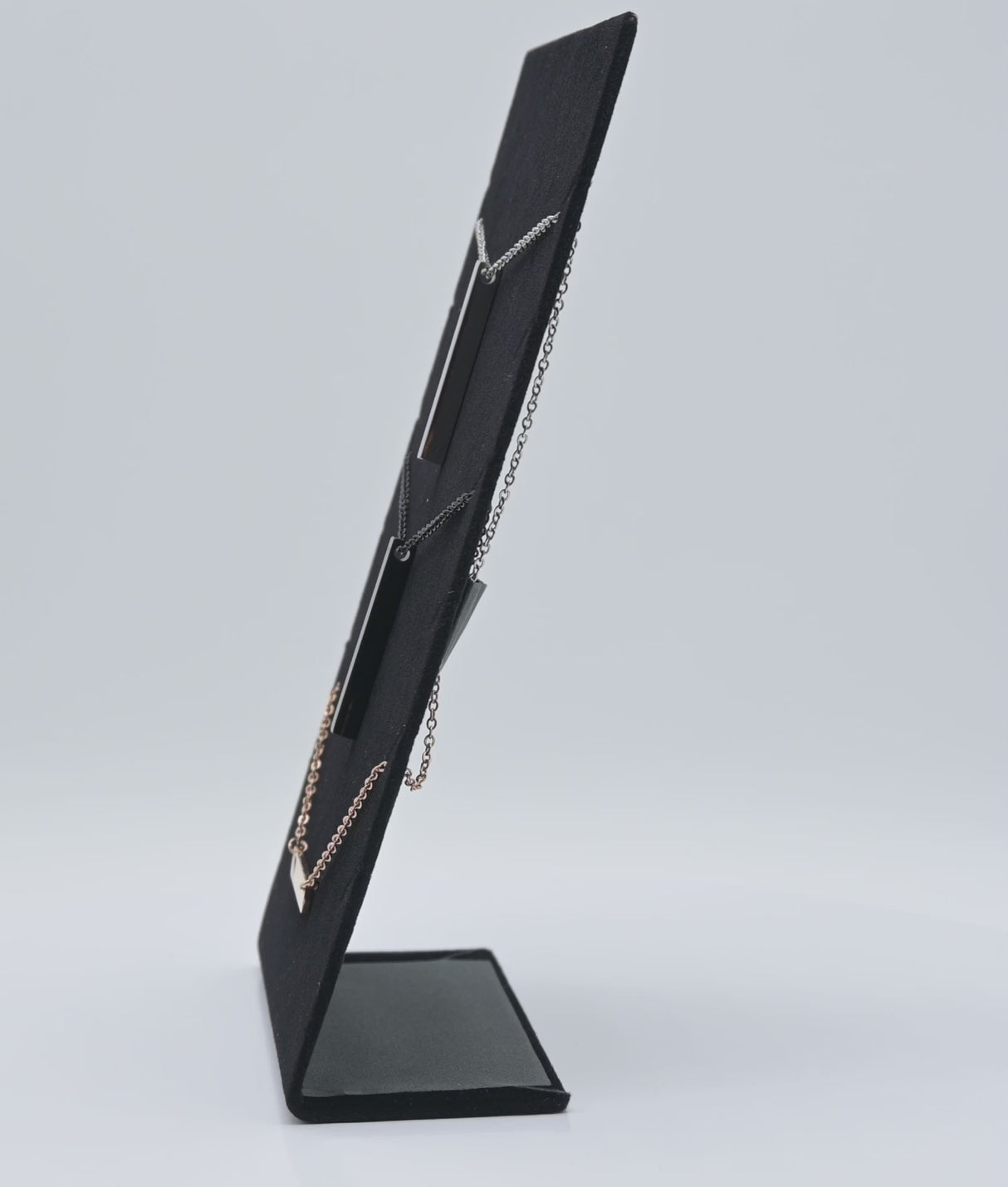 Black Velvet Necklace Display Stand - Holds 6 Chains