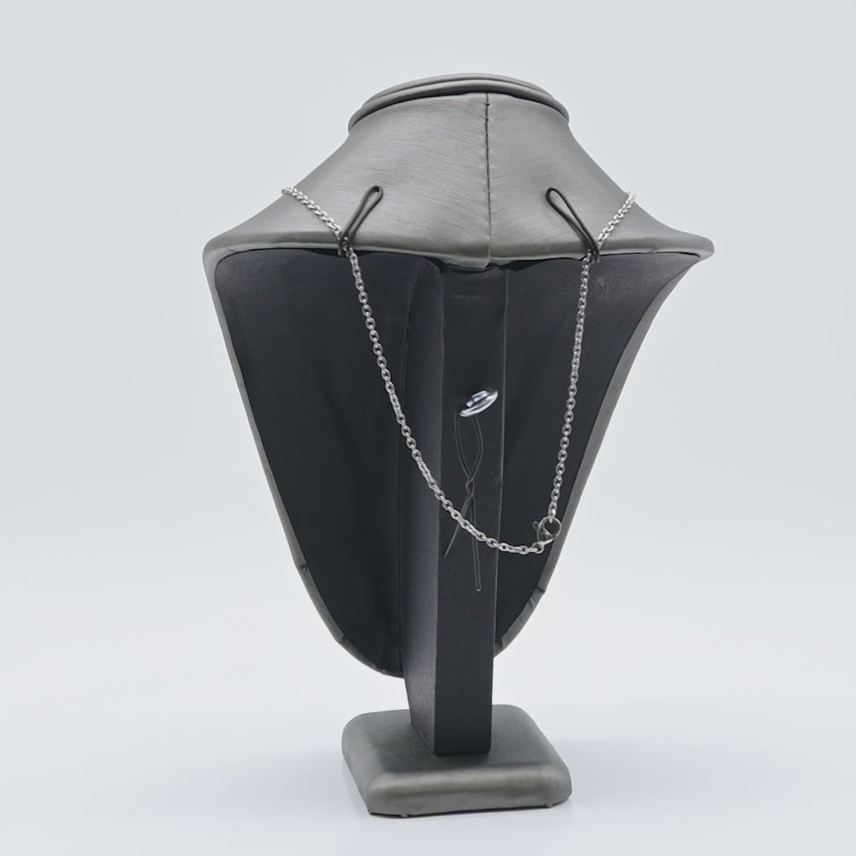 Steel Grey Leatherette Necklace Bust Display, 10" Tall