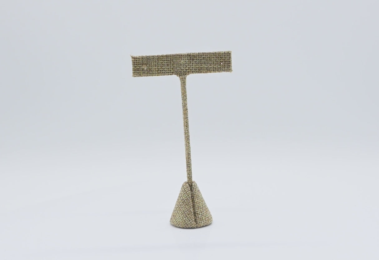 Brown Burlap Earring T-Stand for 1 Pair - 5.75" Tall