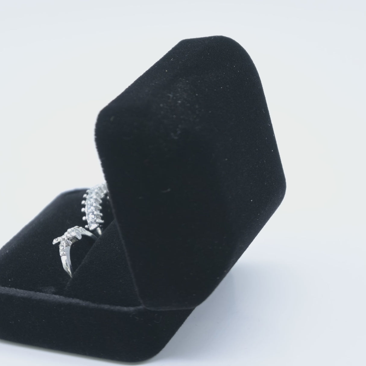 Black Velvet Double Ring Box, 1-2 Rings - 12 Pack