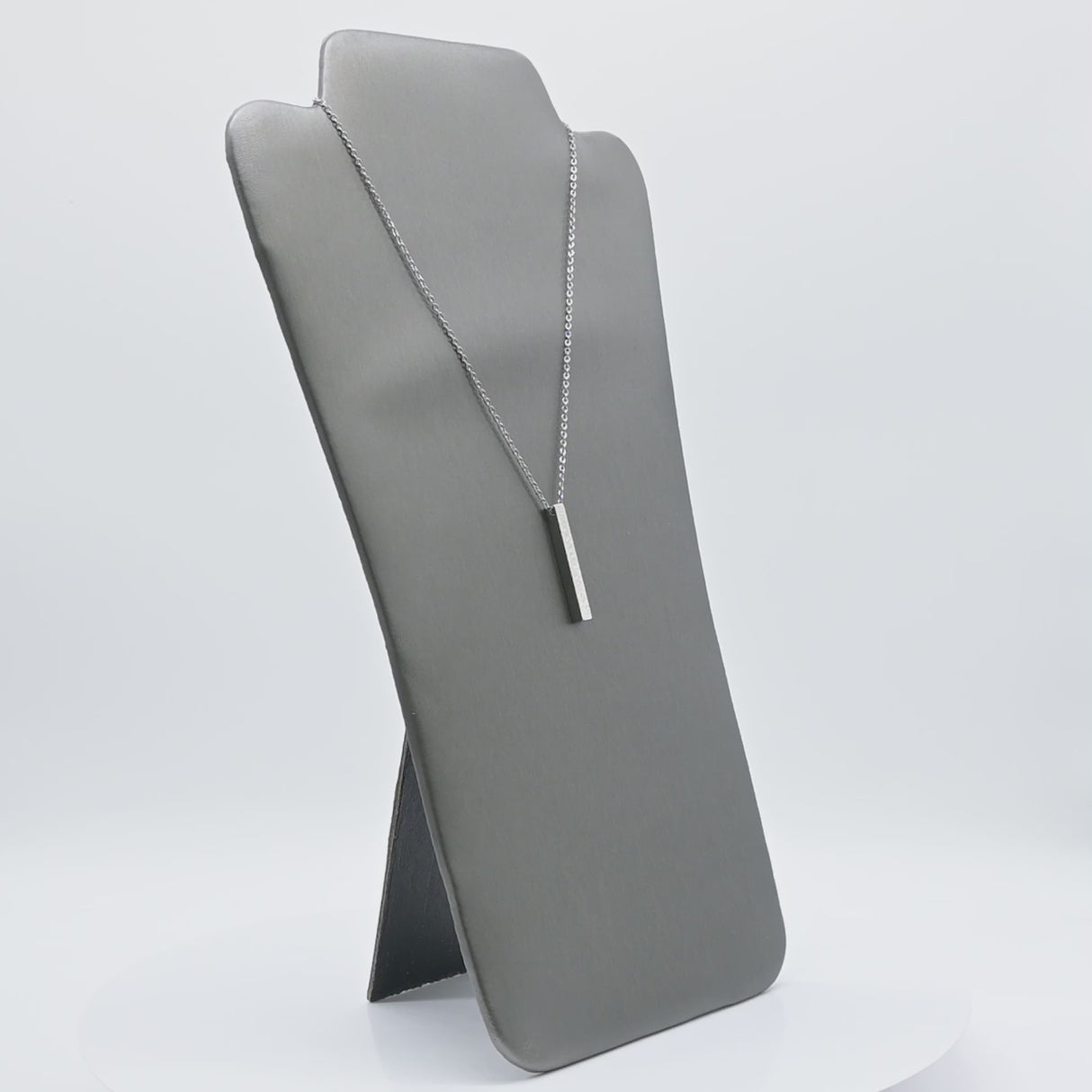 Steel Grey Leatherette Necklace Display Easel, 13-1/4" Tall