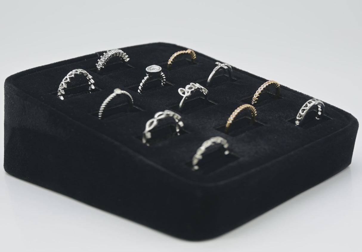 Black Velvet 12 Slot Ring Display Tray