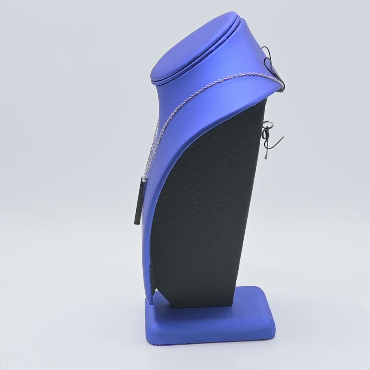 Blue Leatherette Necklace Display Bust - 11" Tall