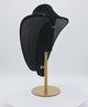 Black Velvet Necklace Bust With Adjustable Gold Metal Base - 11" ~ 14" Tall