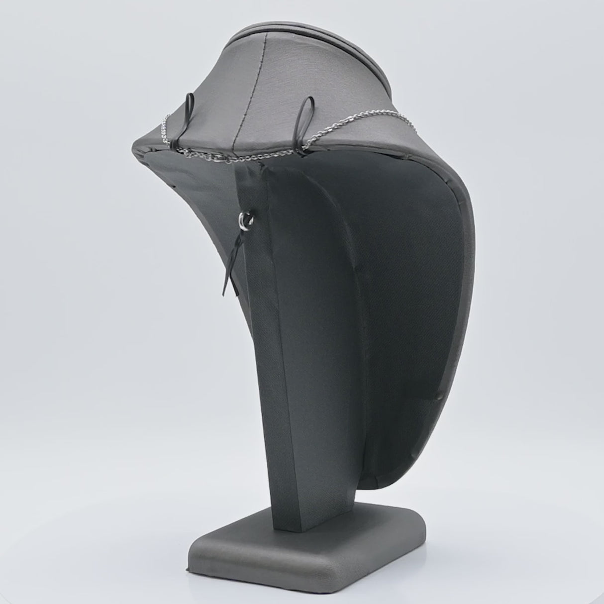 Steel Grey Leatherette Jewelry Necklace Display Bust, 11" Tall