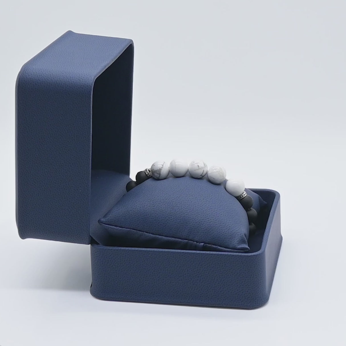 Navy Blue Leatherette Jewelry Bracelet or Watch Pillow Boxes