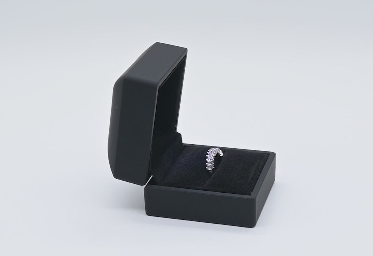 Black LED Ring Box - Soft Touch Finish, Velvet Lined