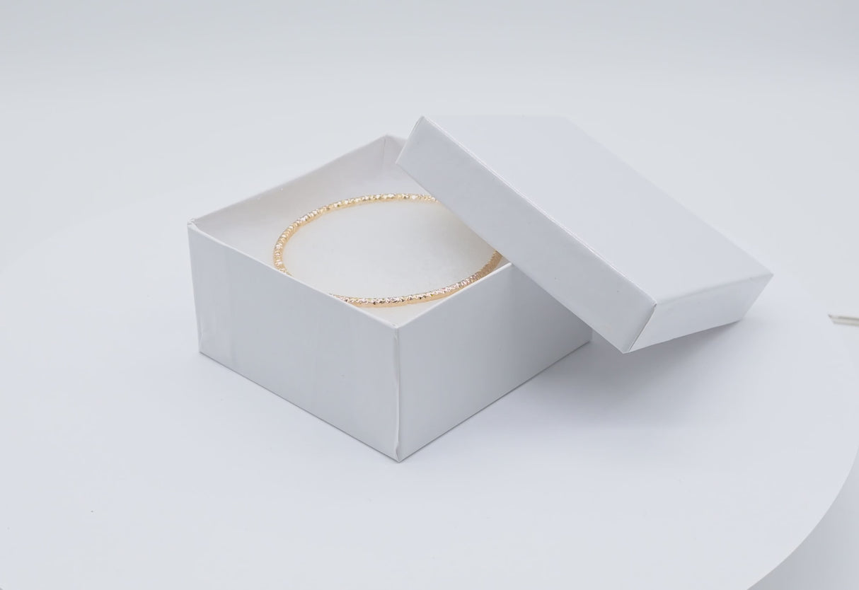 Glossy White Cotton Filled Square Jewelry Gift Boxes #34