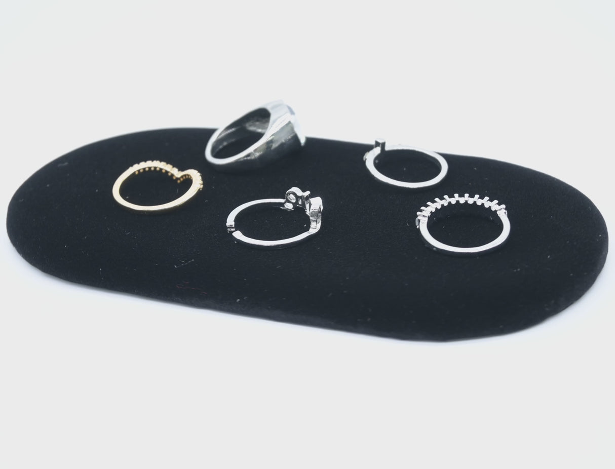 Black Velvet Oval Jewelry Presentation Display Pad, 3" x 6"