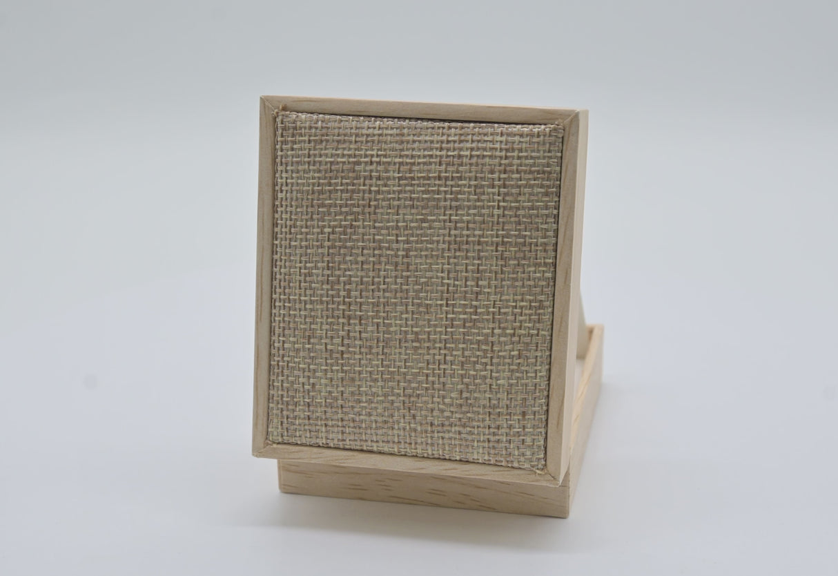Tan Burlap and Faux Natural Wood Earring / Pendant Boxes