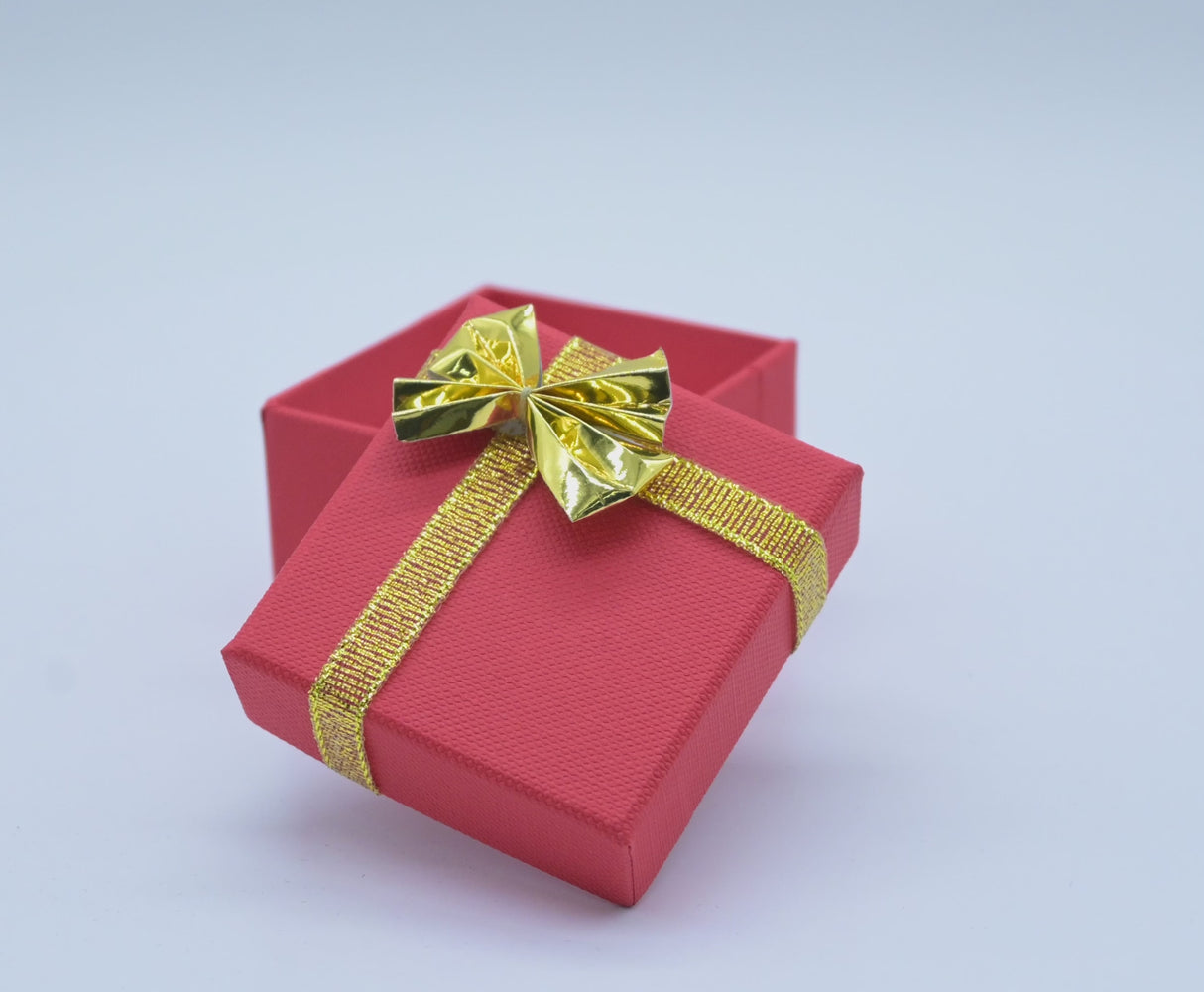 Red Linen Bow Tie Jewelry Ring Gift Packaging Boxes